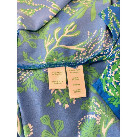 Lilly Pulitzer Dress Blue Pilar UPF 50+ Tunic Mini Floral V Neck A Line Small - Picture 11 of 12